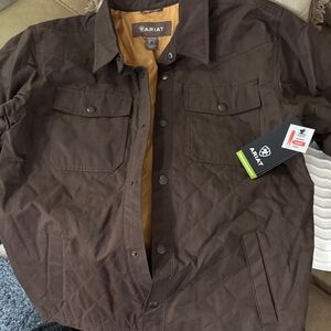 NWT!! Ariat Men's Dark Brown Quilted Shirt Jacket